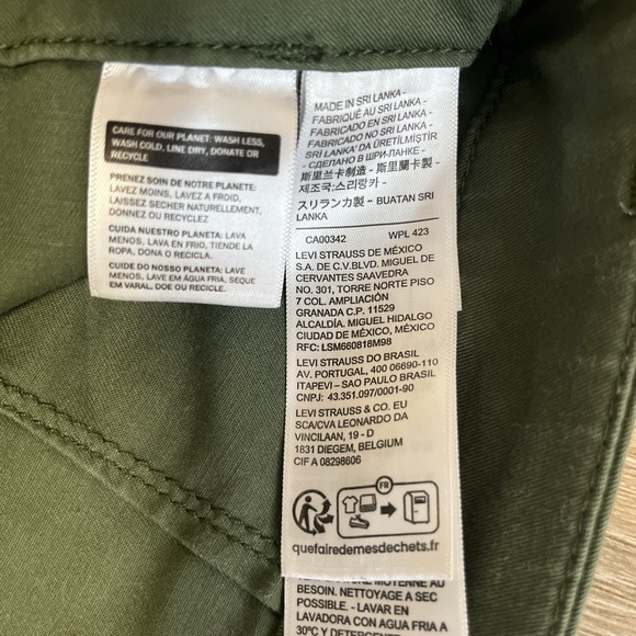 Levis High Waist Straight Leg Utility Pants Olive Green W26 L27 Surplus Chino - Picture 6 of 16